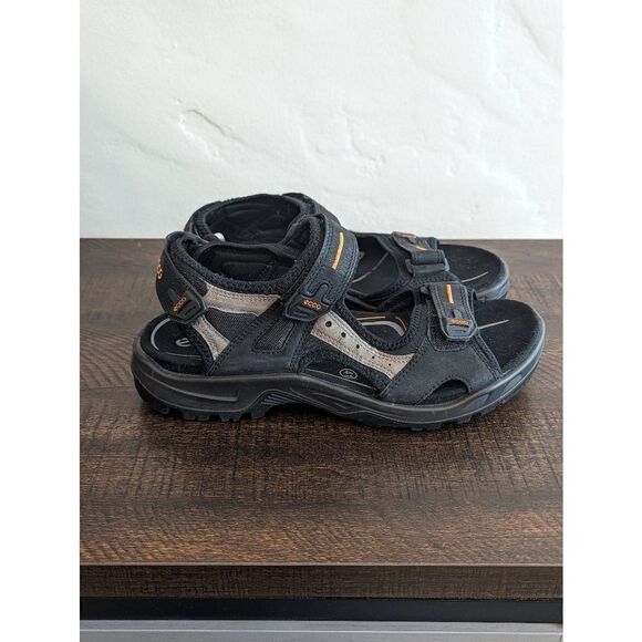 Ecco Yucatan Black and Gray Leather Sport Strappy Sandals - Size 41 - Picture 2 of 9